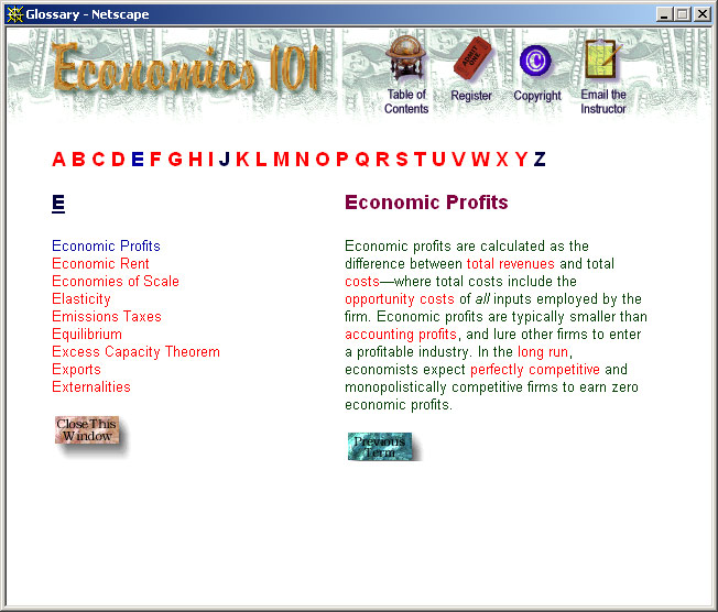Economics Course (UWEX) - Glossary